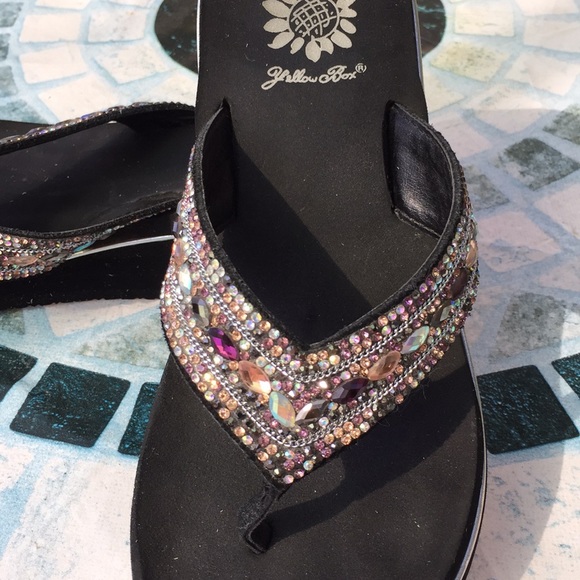 Yellow Box Bling Crystal Studded Flip Flops - Picture 3 of 7